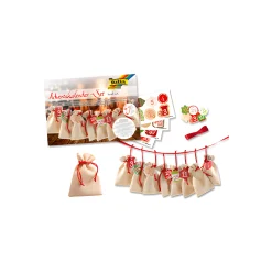Adventskalender Beutel in Juteoptik, 49-teilig