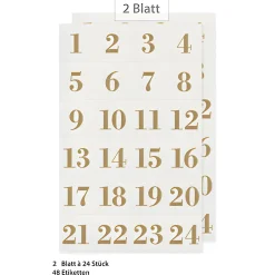 Adventskalender-Zahlen 'Goldene Zahlen', 48 Stück