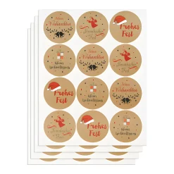 Aufkleber 'Weihnachtsgrüße' Ø 4,5 cm, braun, 48 Stück