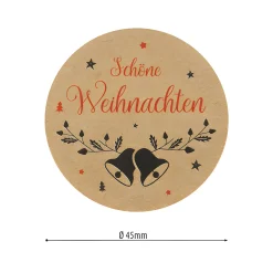 Aufkleber 'Weihnachtsgrüße' Ø 4,5 cm, braun, 48 Stück