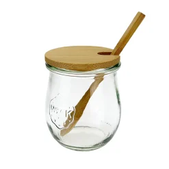 Bambusdeckel Ø 67 mm mit Löffel, 3er Set