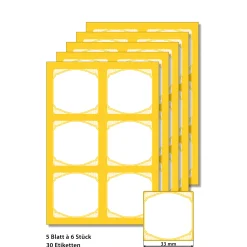 Cubi Etikettenbogen gelb, 5 Blatt