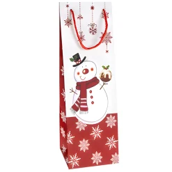 3D Flaschentasche 'Schneemann' 12,5 x 11,5 x 34 cm