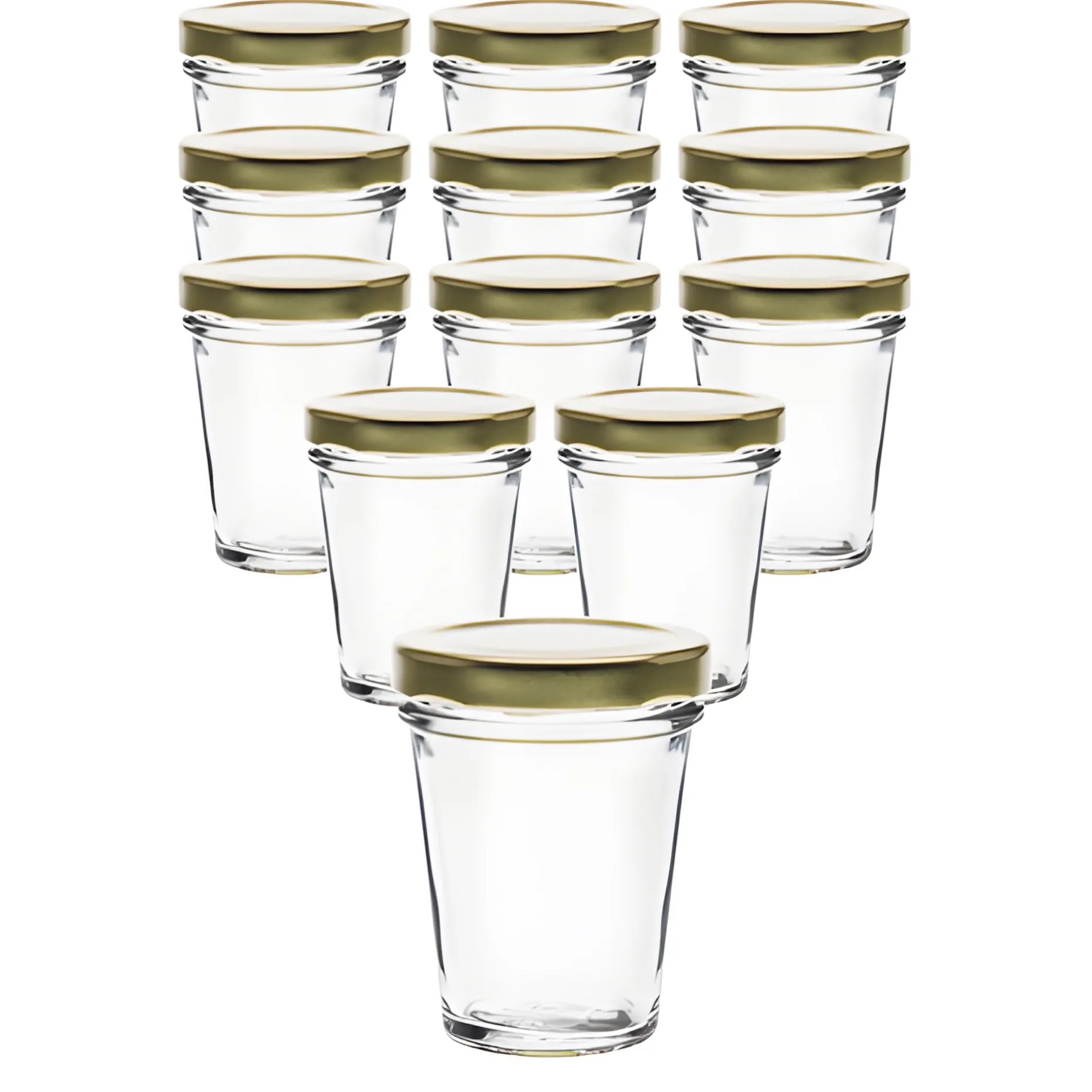 12er Set Becherglas 65 ml TO 58 mit Deckel gold