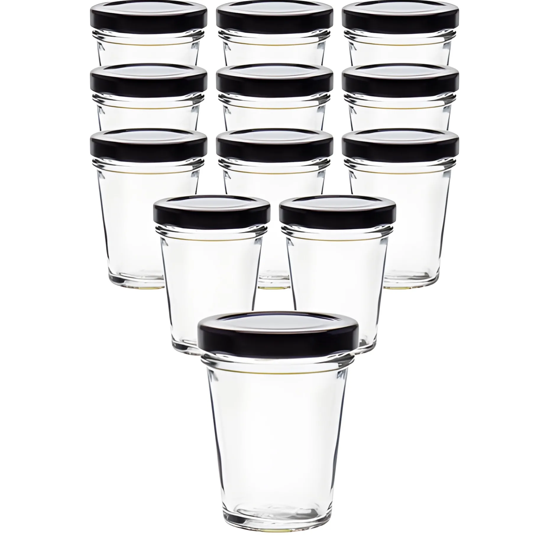 12er Set Becherglas 65 ml TO 58 mit Deckel schwarz