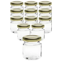 12er Set Rundglas 53 ml mit Deckel gold