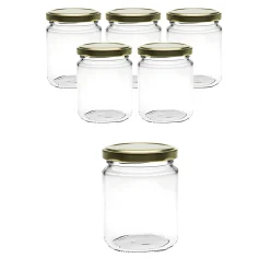 6er Set Rundglas 275 ml mit Deckel gold