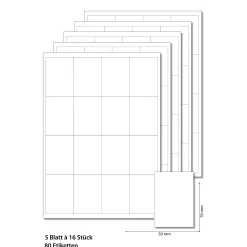 Etiketten 50 x 70 mm weiß -  5 Blatt A4