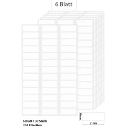 Etiketten 21 x 8 mm, weiß, 234 Stück