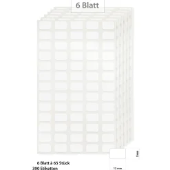 Etiketten 12 x 8 mm, weiß, 390 Stück