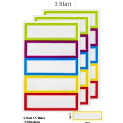 Etiketten 'Doppelrahmen in 5 Farben' 69 x 21 mm, 15 Stück