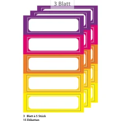 Etiketten 'Rahmen in 5 warmen Farben', 15 Stück