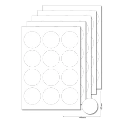 Etiketten rund 60 mm weiß -  5 Blatt A4