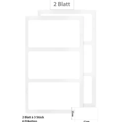 Etiketten 'Weiß 67 x 35 mm', wasserfest, 6 Stück