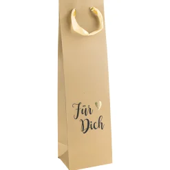 Flaschentasche 'Für Dich' natur, 10 x 8 x 35 cm