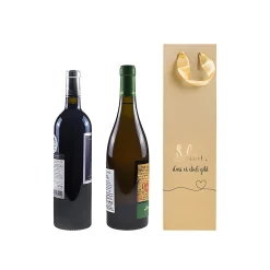 Flaschentasche 'Schön, dass es dich gibt' natur, 10 x 8 x 35 cm