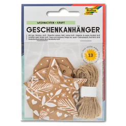 Folia Anhängeetikett natur/weiß, 12 Stück