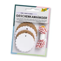 Folia Anhängeetikett rund natur/weiß, 12 Stück