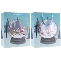 Geschenktüte 'Schneekugel' blau, groß