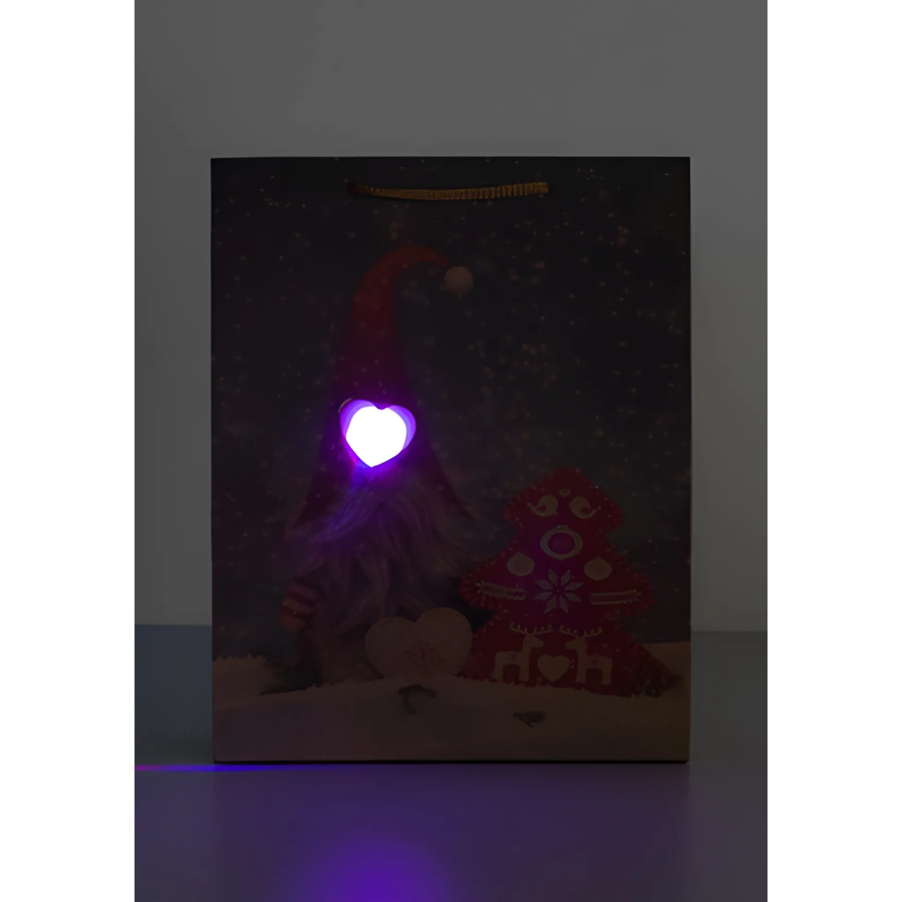 Geschenktüte 'Weihnachtswichtel' mit LED, mittel