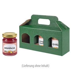 Gläserkarton 3er 190 x 60 x  90 mm grün