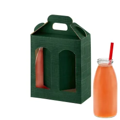 Gläserkarton 2er 130 x 60 x 150 mm grün