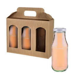 Gläserkarton 3er 190 x 60 x 150 mm natur