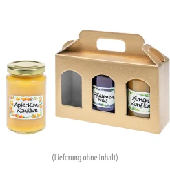 Gläserkarton 3er 190 x 60 x 120 mm gold