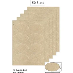 Grasetiketten oval 96 x 57,5 mm, 50 Blatt A4, 400 Stück