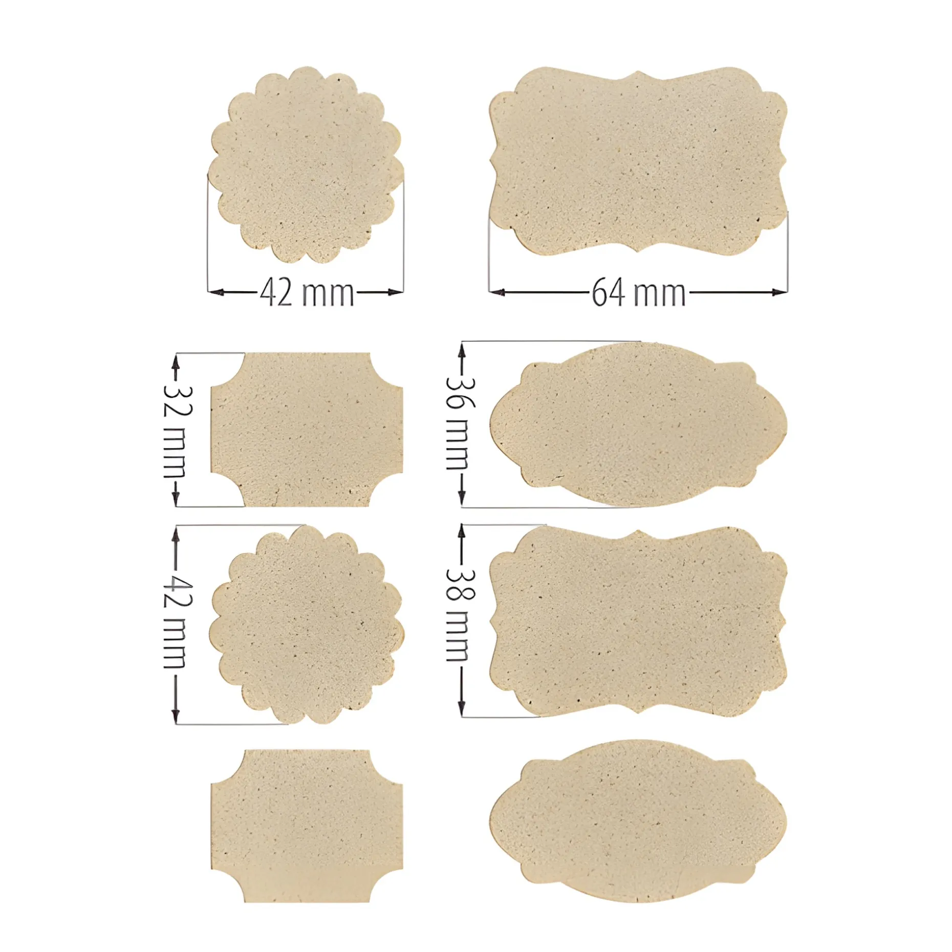 Grasetiketten sortiert, 11 Blatt, 88 Stück