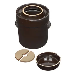 Gärtopf  5 Liter braun mit Beschwerungssteinen