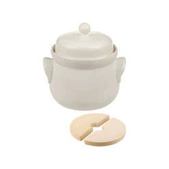 Gärtopf  1 Liter creme-weiß mit Beschwerungssteinen