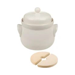 Gärtopf  2 Liter creme-weiß mit Beschwerungssteinen