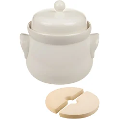 Gärtopf  4 Liter creme-weiß mit Beschwerungssteinen