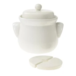 Gärtopf  3 Liter creme-weiß mit Beschwerungssteinen