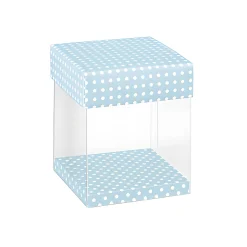 Klarsichtschachtel  80 x 80 x 90 mm blau gepunktet