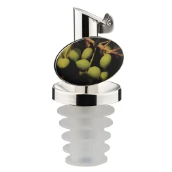 Ölausgießer Edelstahl mit Lamellenstopfen 'Oliven'