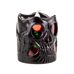 LED-Kerze 'Totenkopf' 6 x 6 cm, mit Farbwechsel, schwarz