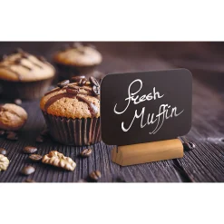 Mini Kreidetafel mit Holzsockel, 4 Stück plus Stift