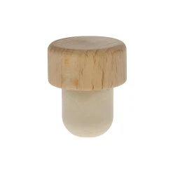 PE-Stopfen 19 mm gespritzt mit Holzscheibe Ø 29 mm