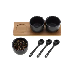 Schälchenset Keramik schwarz, 7-teilig