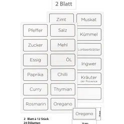 Schmucketiketten 'Gewürze und Kräuter', 24 Stück