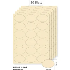 Steffis Etiketten 63,5 x 42,3 mm creme - 50 Blatt A4