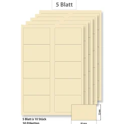Steffis Etiketten 82 x 52 mm creme - 5 Blatt A4