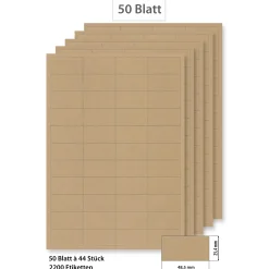 Steffis Etiketten 48,5 x 25,4 mm natur - 50 Blatt A4