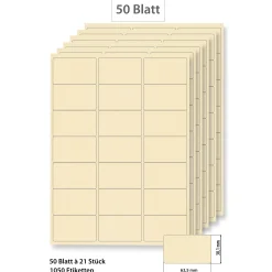 Steffis Etiketten 63,5 x 38,1 mm creme - 50 Blatt A4