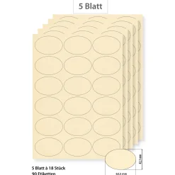 Steffis Etiketten 63,5 x 42,3 mm creme - 5 Blatt A4