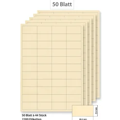 Steffis Etiketten 48,5 x 25,4 mm creme - 50 Blatt A4