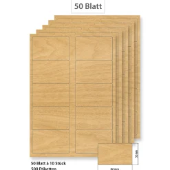 Steffis Etiketten 82 x 52 mm Holzdekor - 50 Blatt A4