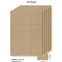 Steffis Etiketten 63,5 x 38,1 mm natur - 50 Blatt A4